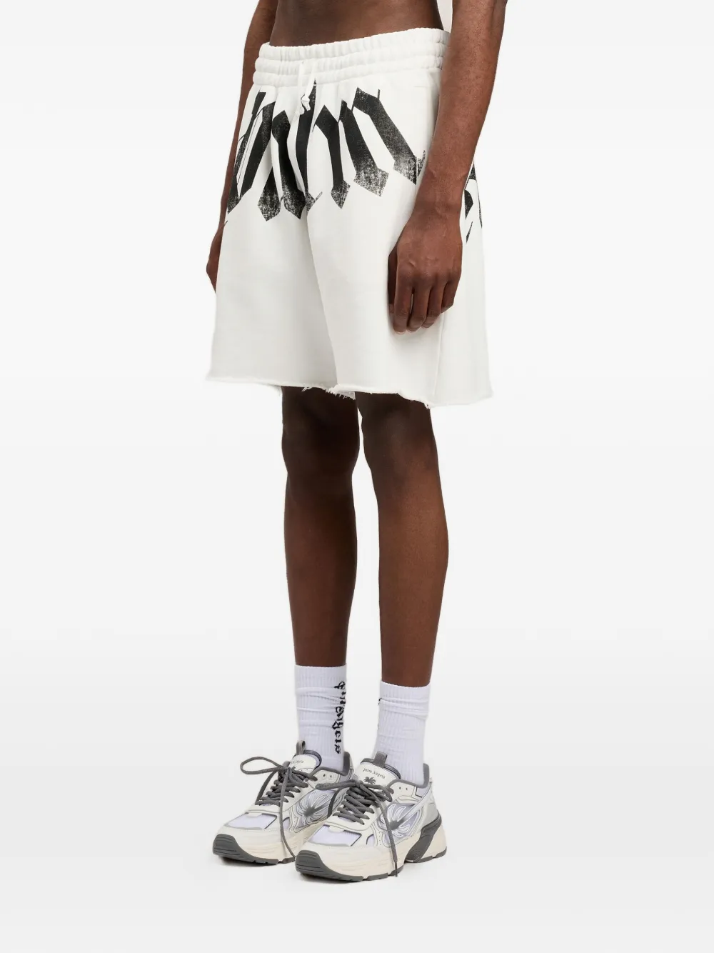 Palm Angels Elastische shorts Wit