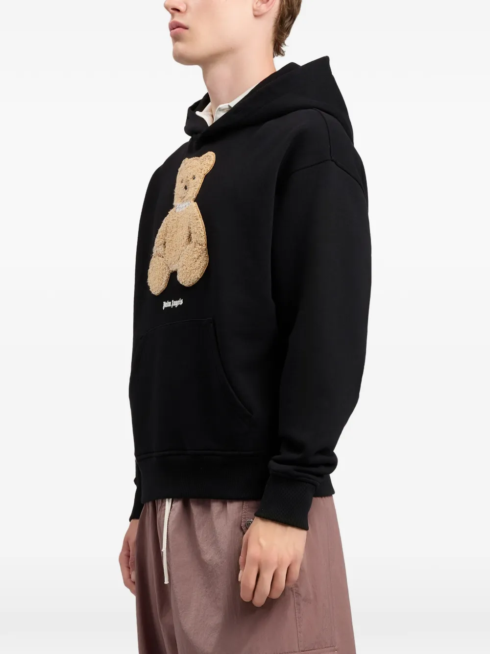 Palm Angels Hoodie met grafische beerprint en textuur Zwart