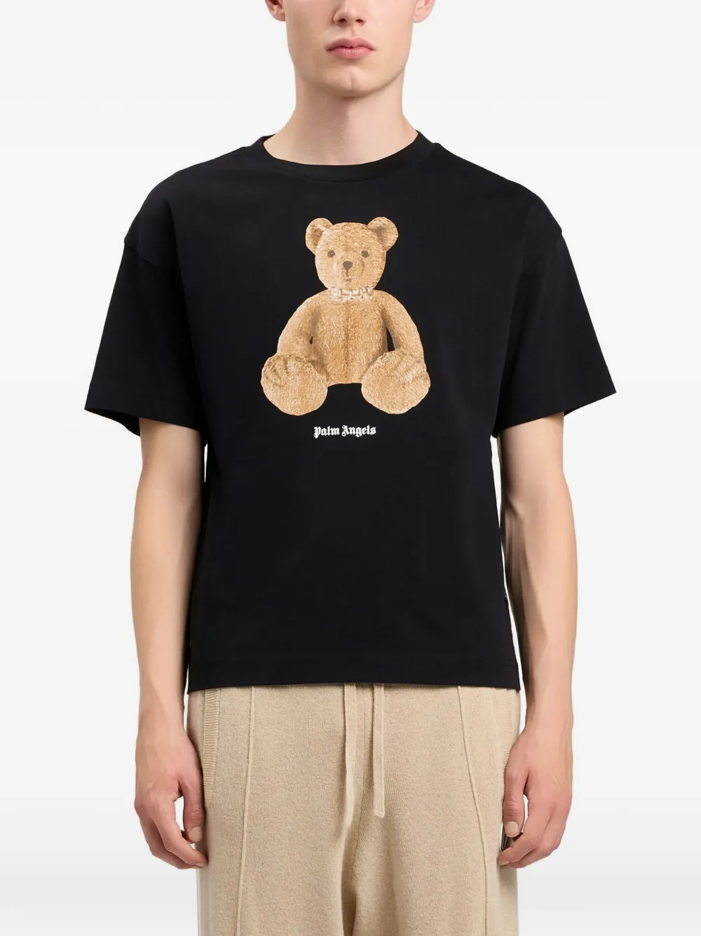 Palm Angels T-shirt met logoprint Zwart