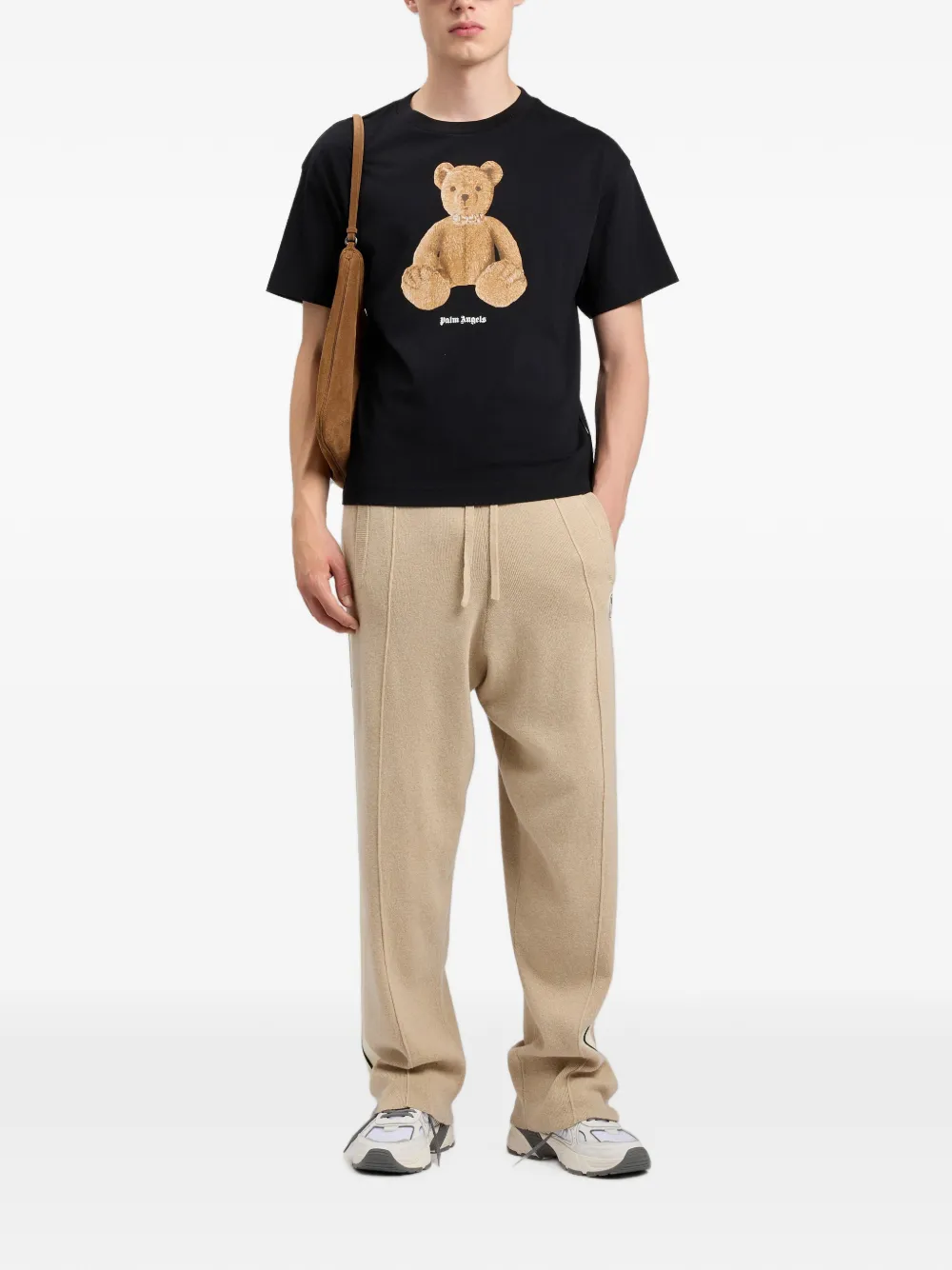 Palm Angels T-shirt met logoprint Zwart
