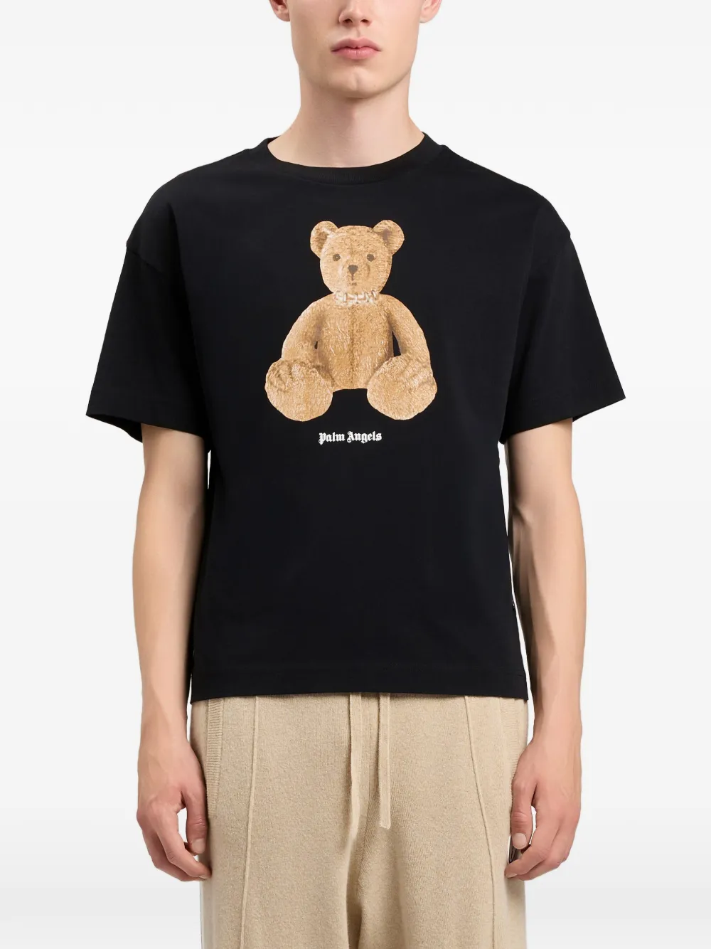 Palm Angels T-shirt met logoprint Zwart