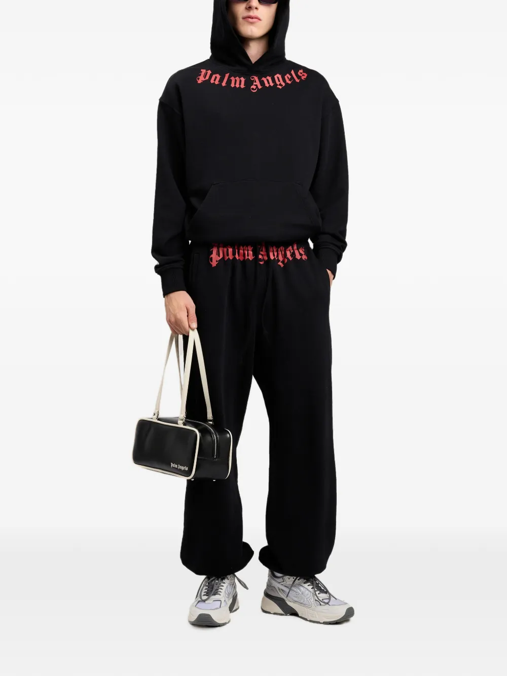 Palm Angels Hoodie met logo Zwart
