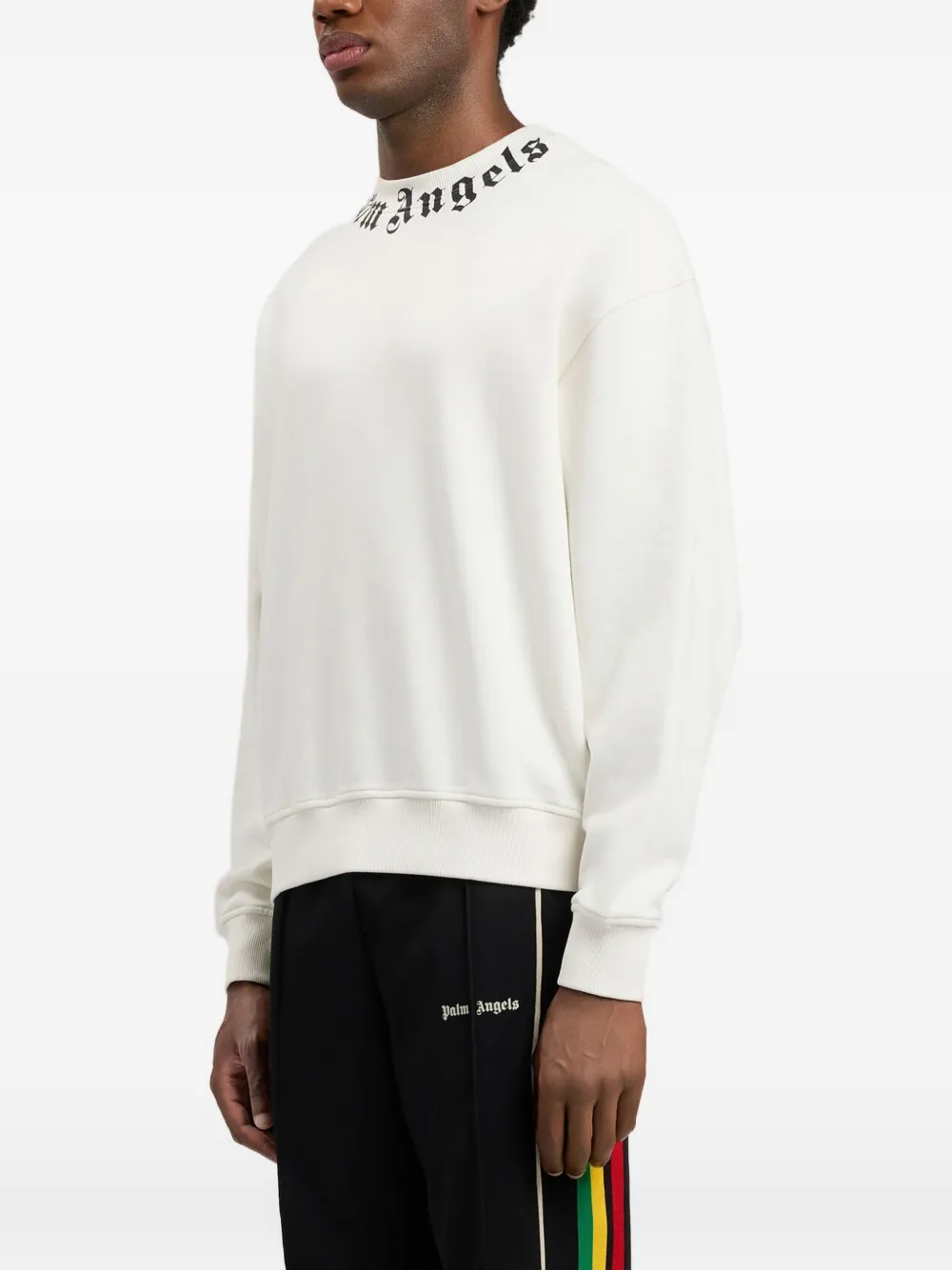 Palm Angels ロゴネック スウェットシャツ | ホワイト | FARFETCH JP