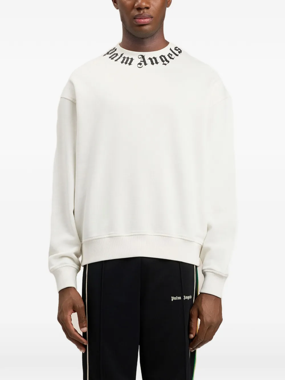 Palm Angels ロゴネック スウェットシャツ | ホワイト | FARFETCH JP