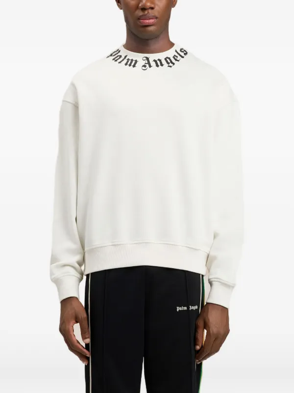 Palm Angels ロゴネック スウェットシャツ | ホワイト | FARFETCH JP