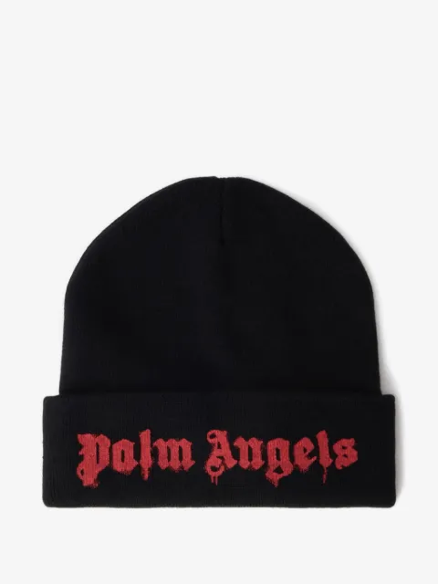 Palm Angels dripping logo beanie hat