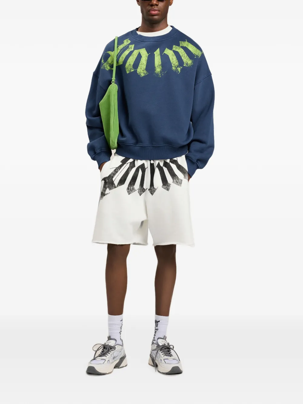 Palm Angels Oversized sweater met logo Blauw