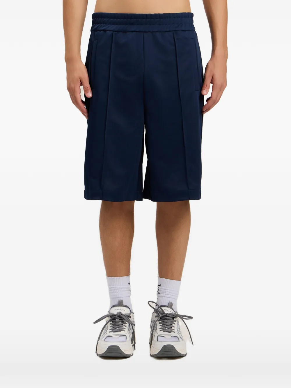Palm Angels Trainingsshorts met gewelfd logo Blauw