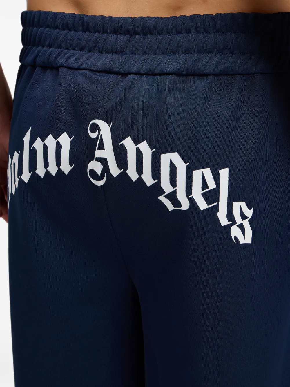 Palm Angels Trainingsshorts met gewelfd logo Blauw