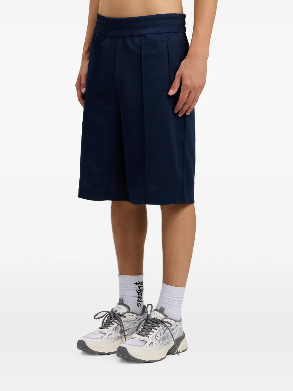 Palm Angels Trainingsshorts met gewelfd logo Blauw