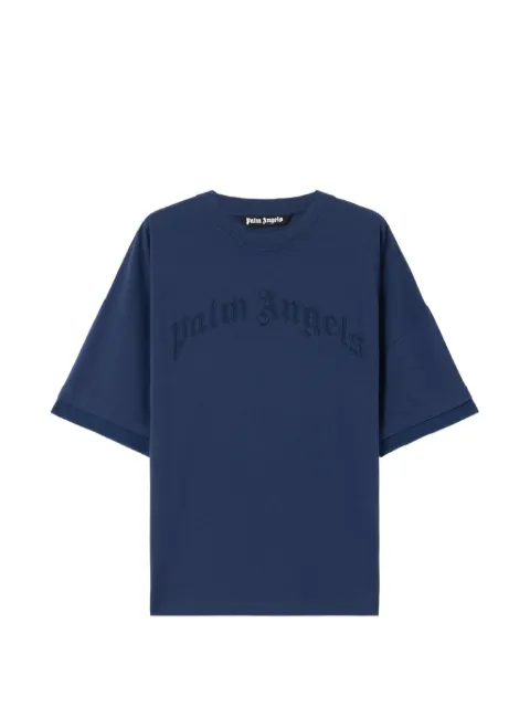 Palm Angels embroidered curved-logo double T-shirt