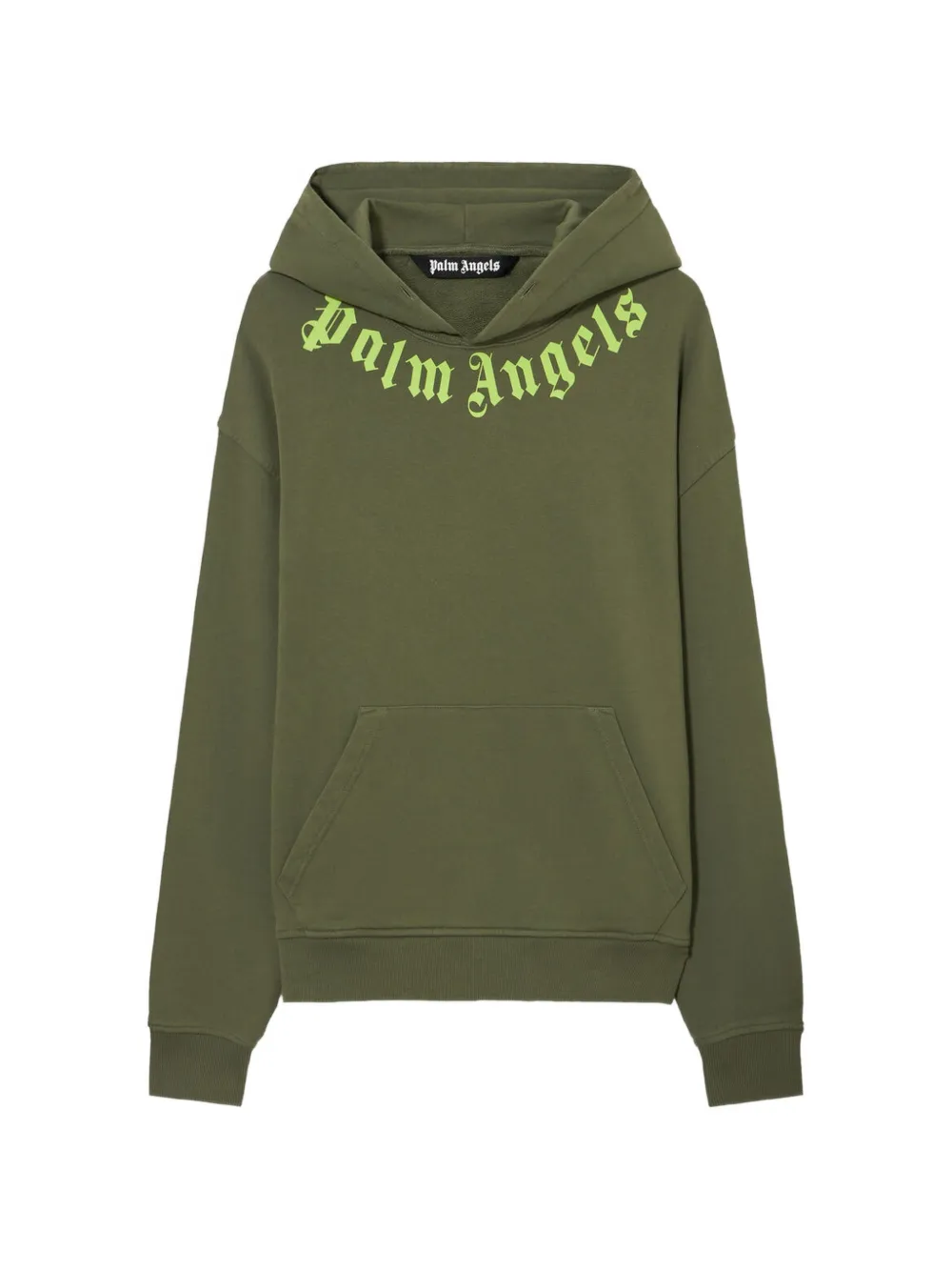 Palm Angels neck-logo hoodie - Green