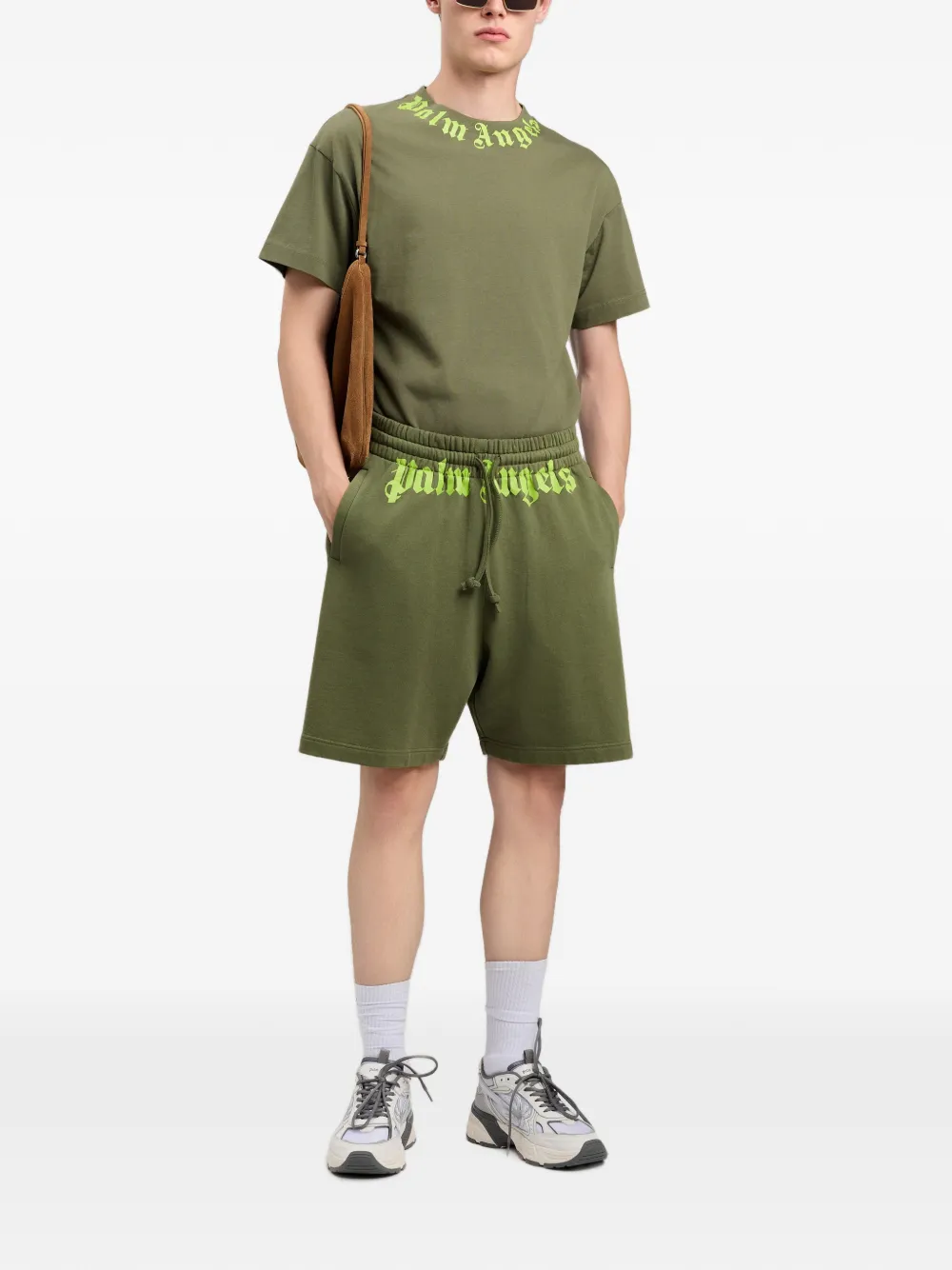 Palm Angels T-shirt met logoprint Groen