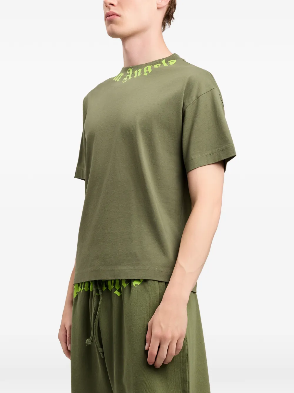 Palm Angels T-shirt met logoprint Groen