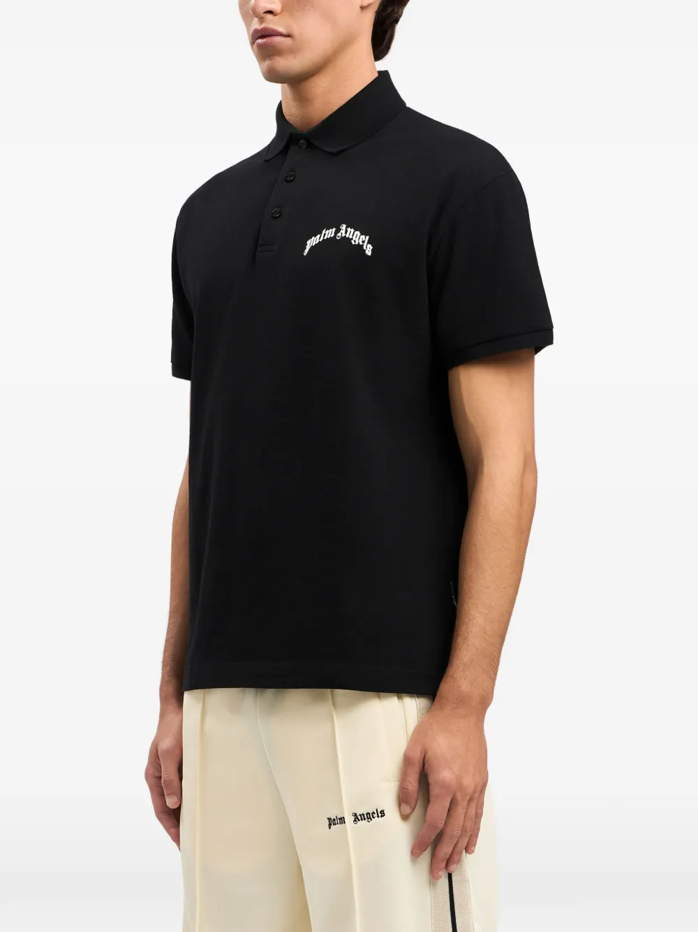 Palm Angels Poloshirt met logoprint Zwart