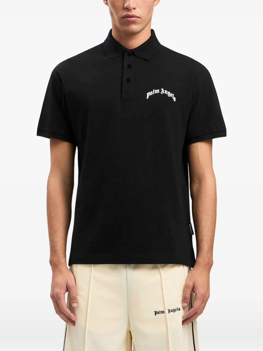 Palm Angels Poloshirt met logoprint Zwart