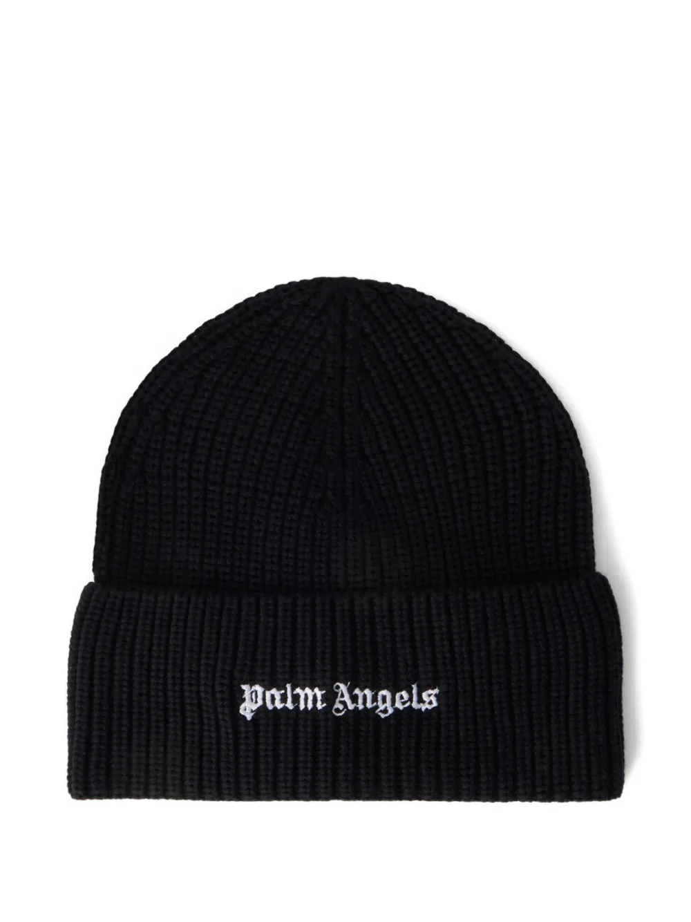 Palm Angels logo ribbed beanie hat - Nero
