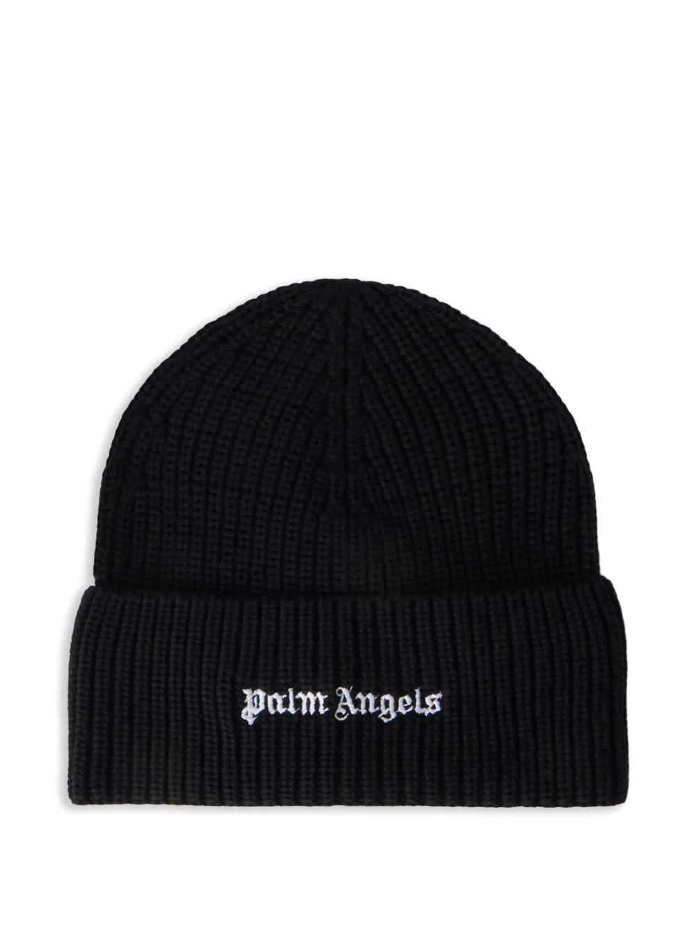 Palm Angels logo ribbed beanie hat - Nero