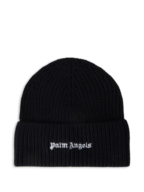 Palm Angels logo ribbed beanie hat