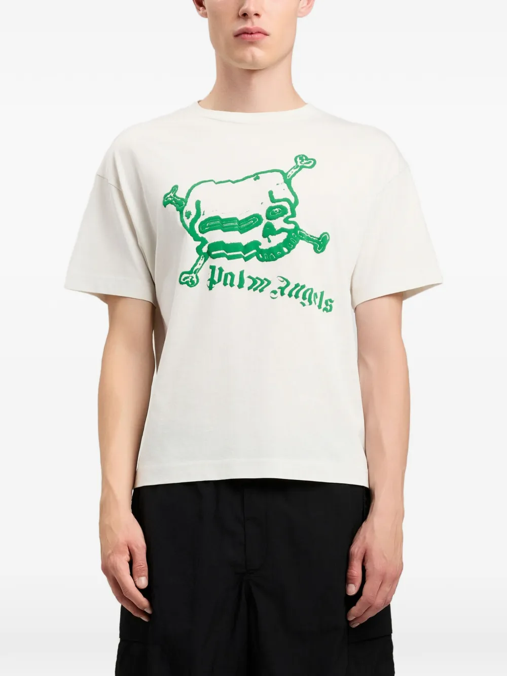 Palm Angels T-shirt met doodskopprint Beige