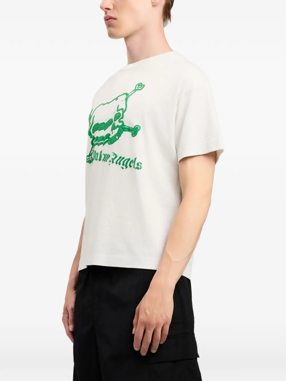 Palm Angels T-shirt met doodskopprint Beige