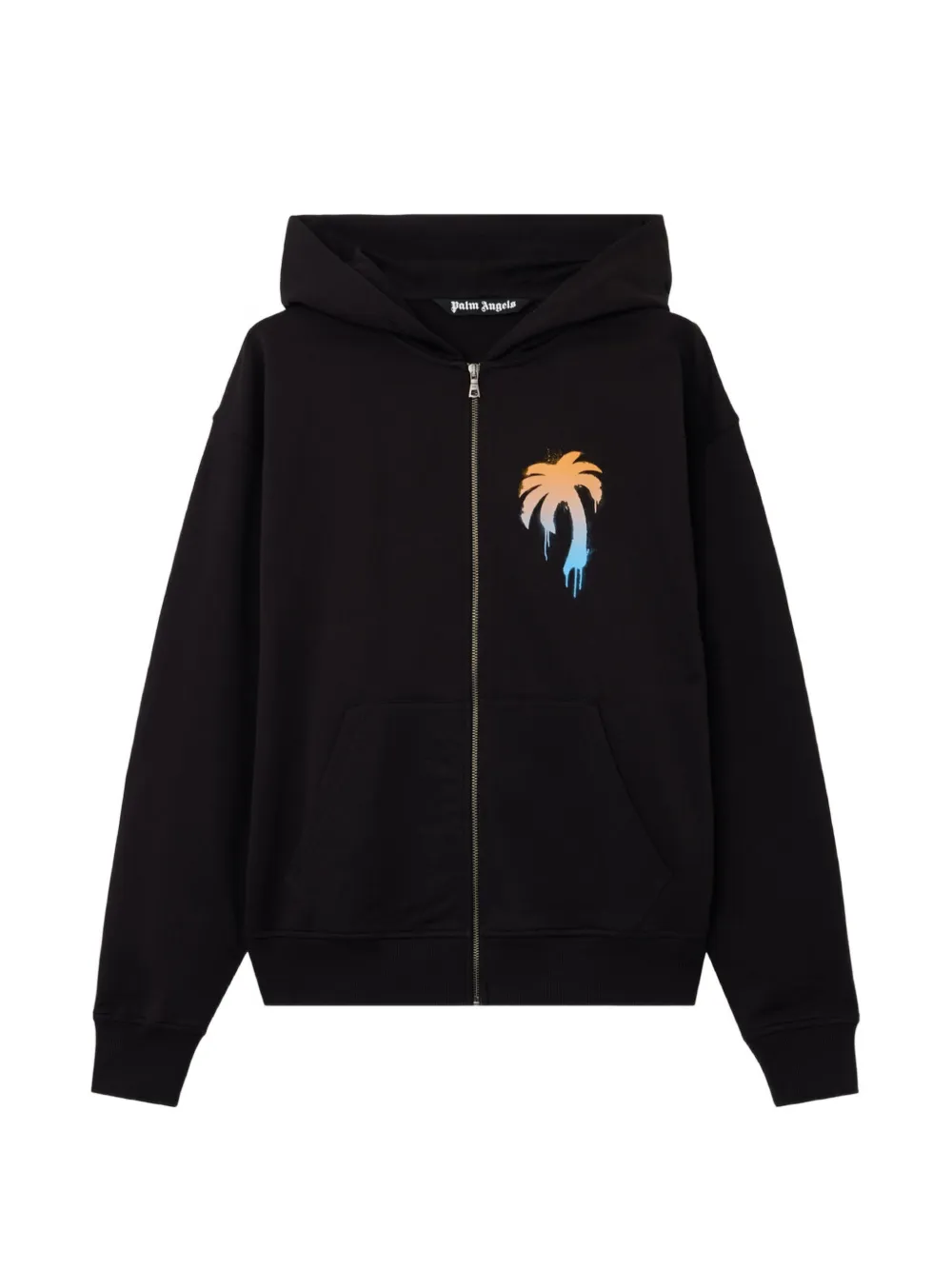 Palm Angels palm-tree print zip-up hoodie - Black
