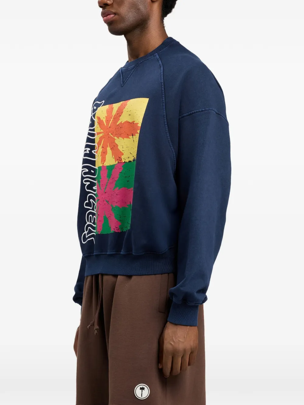 Palm Angels Sweater met palmbladprint Blauw