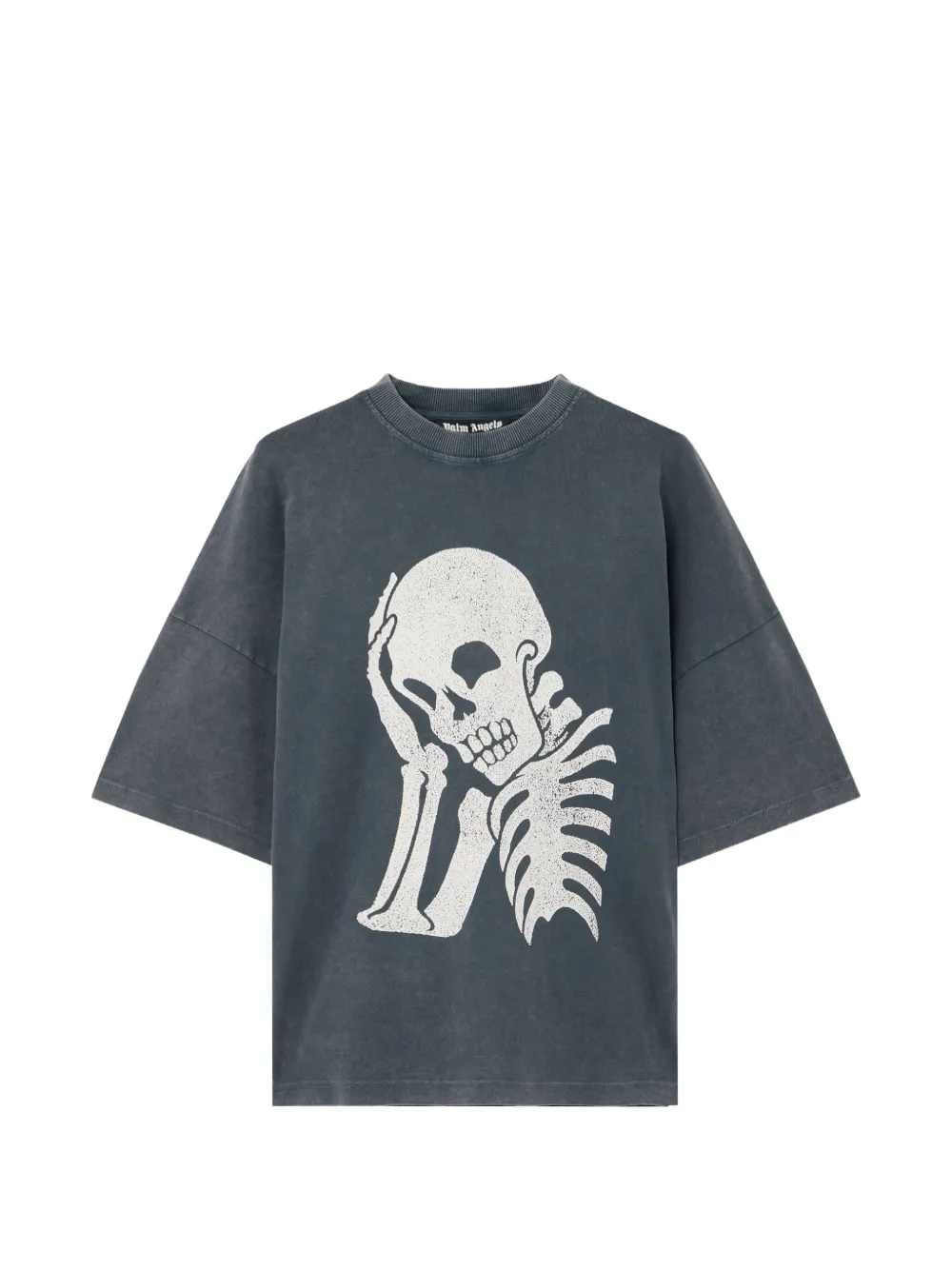 Palm Angels skull-print washed T-shirt - Grau