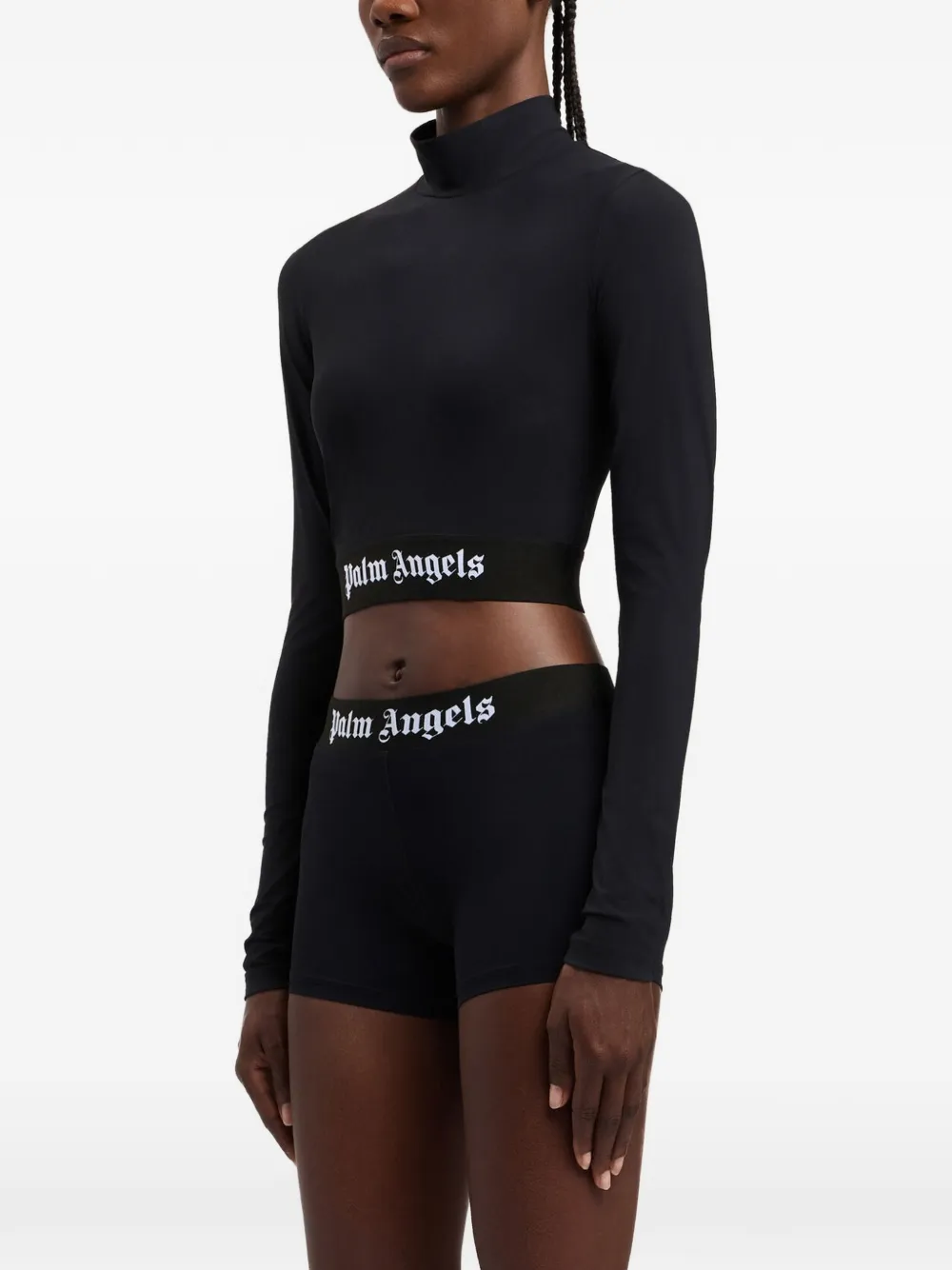 Palm Angels Top met logoband en col Zwart