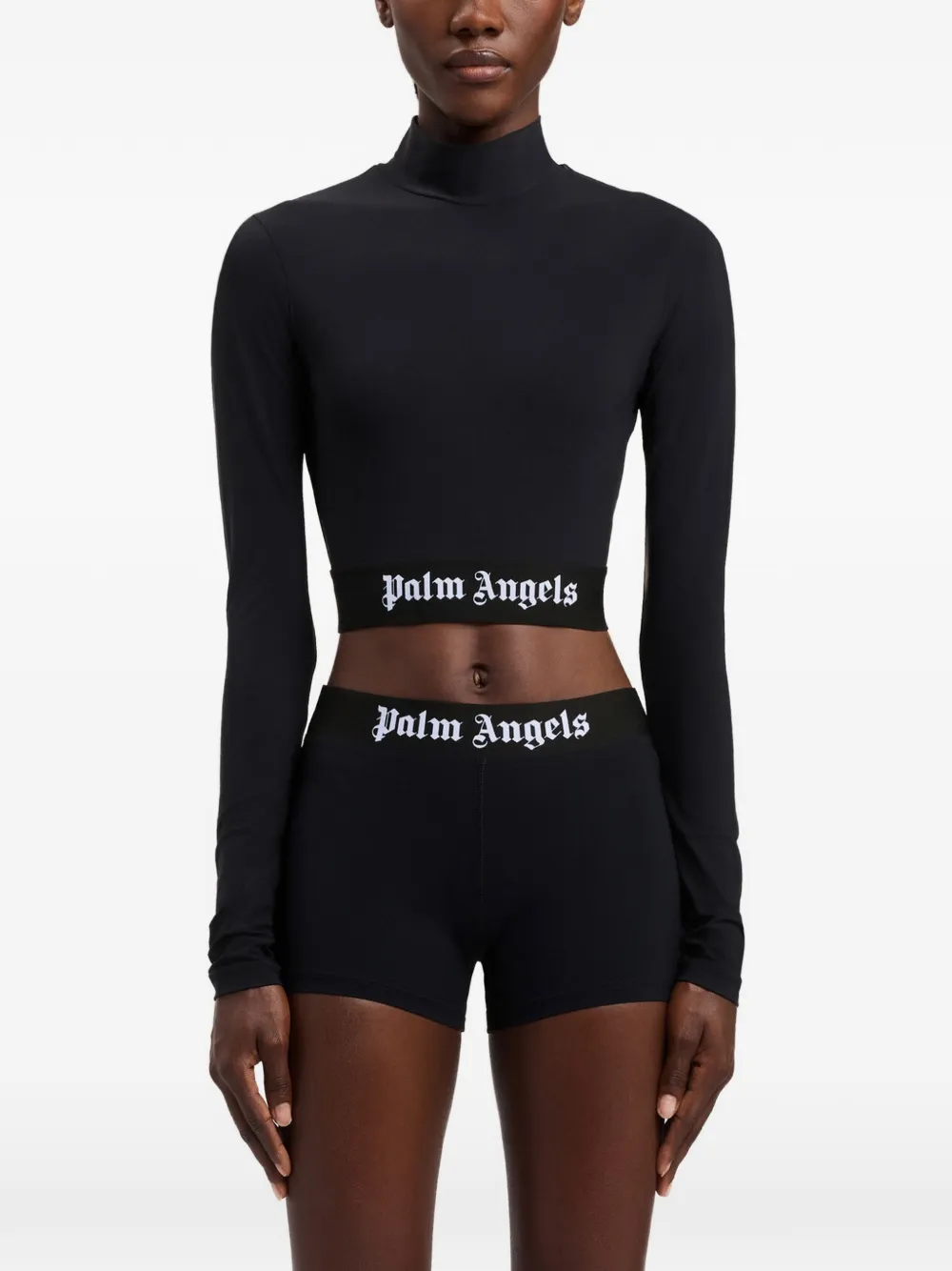 Palm Angels Top met logoband en col Zwart