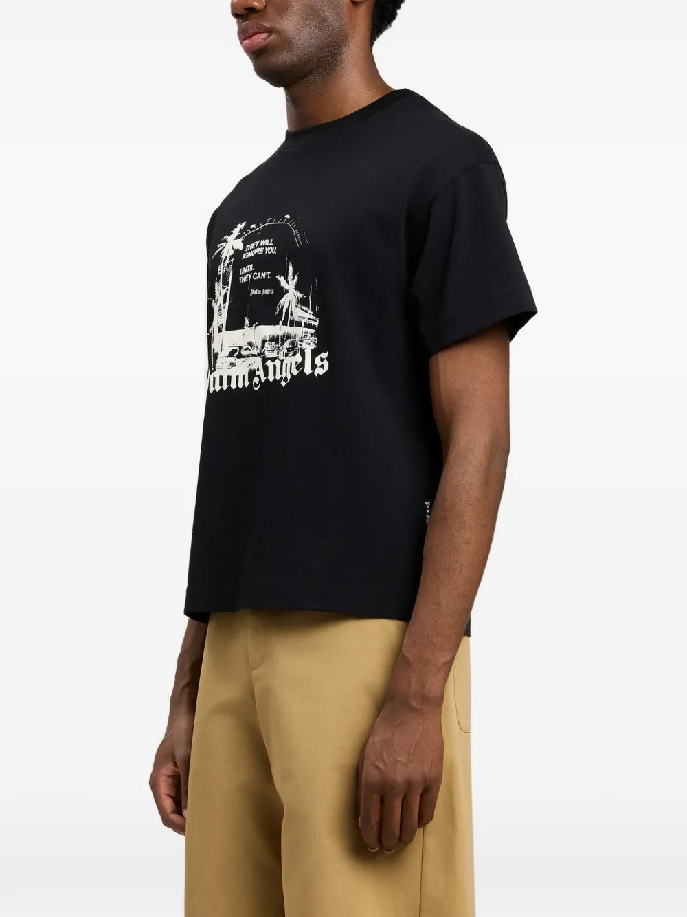 Palm Angels Geribbeld T-shirt met grafische print Zwart