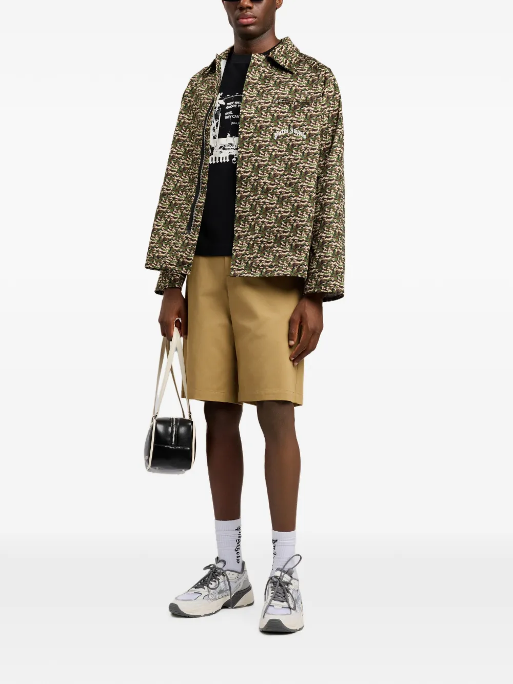Palm Angels Geribbeld T-shirt met grafische print Zwart