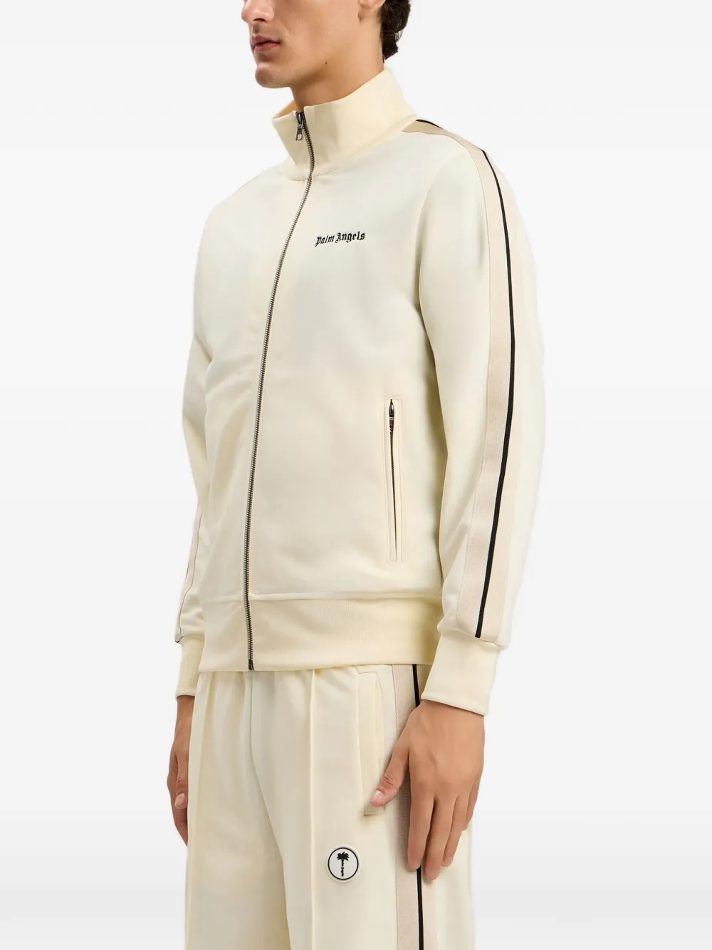  Palm Angels Logo Stripes Sweatshirt - Neutrals 