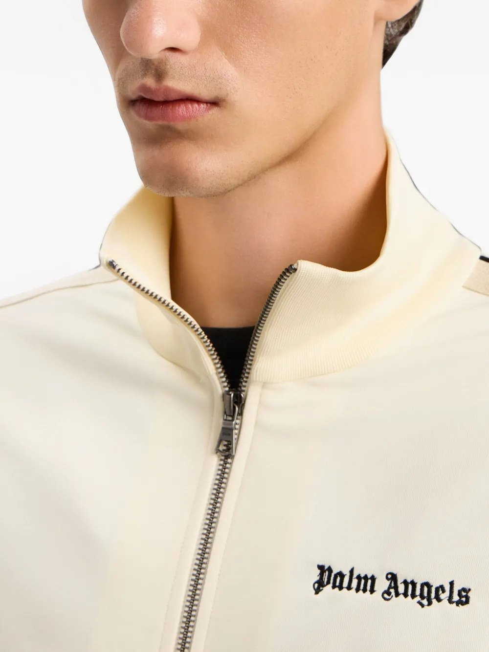 Palm Angels Gestreepte sweater met logo Beige