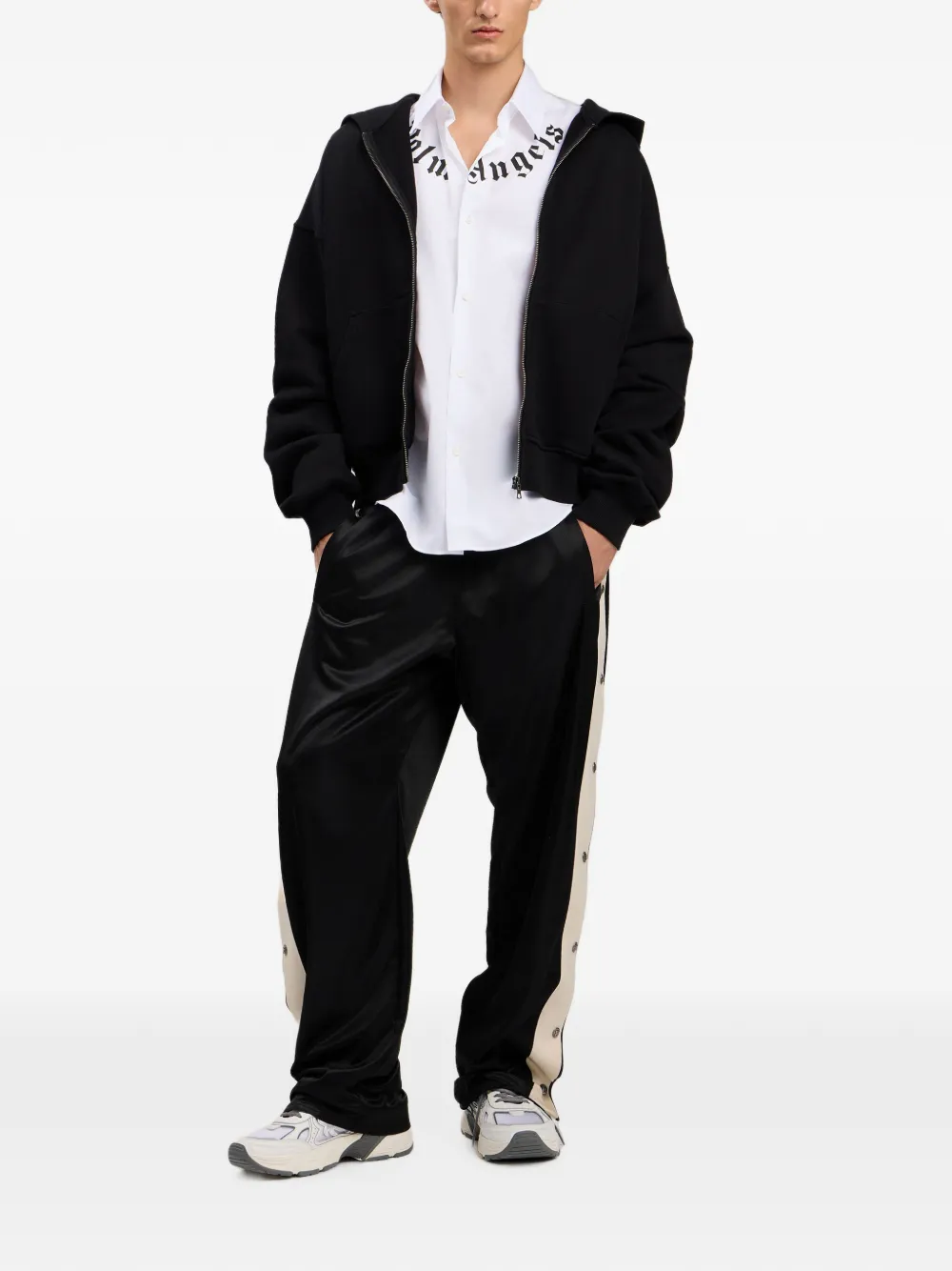 Palm Angels Hoodie met gewelfd logo Zwart