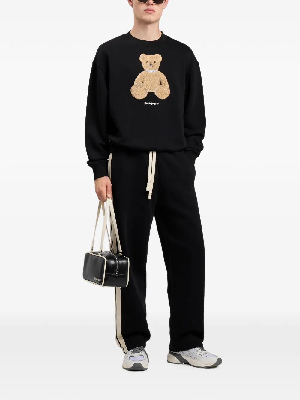Palm Angels Sweater met grafische beerprint en textuur Zwart