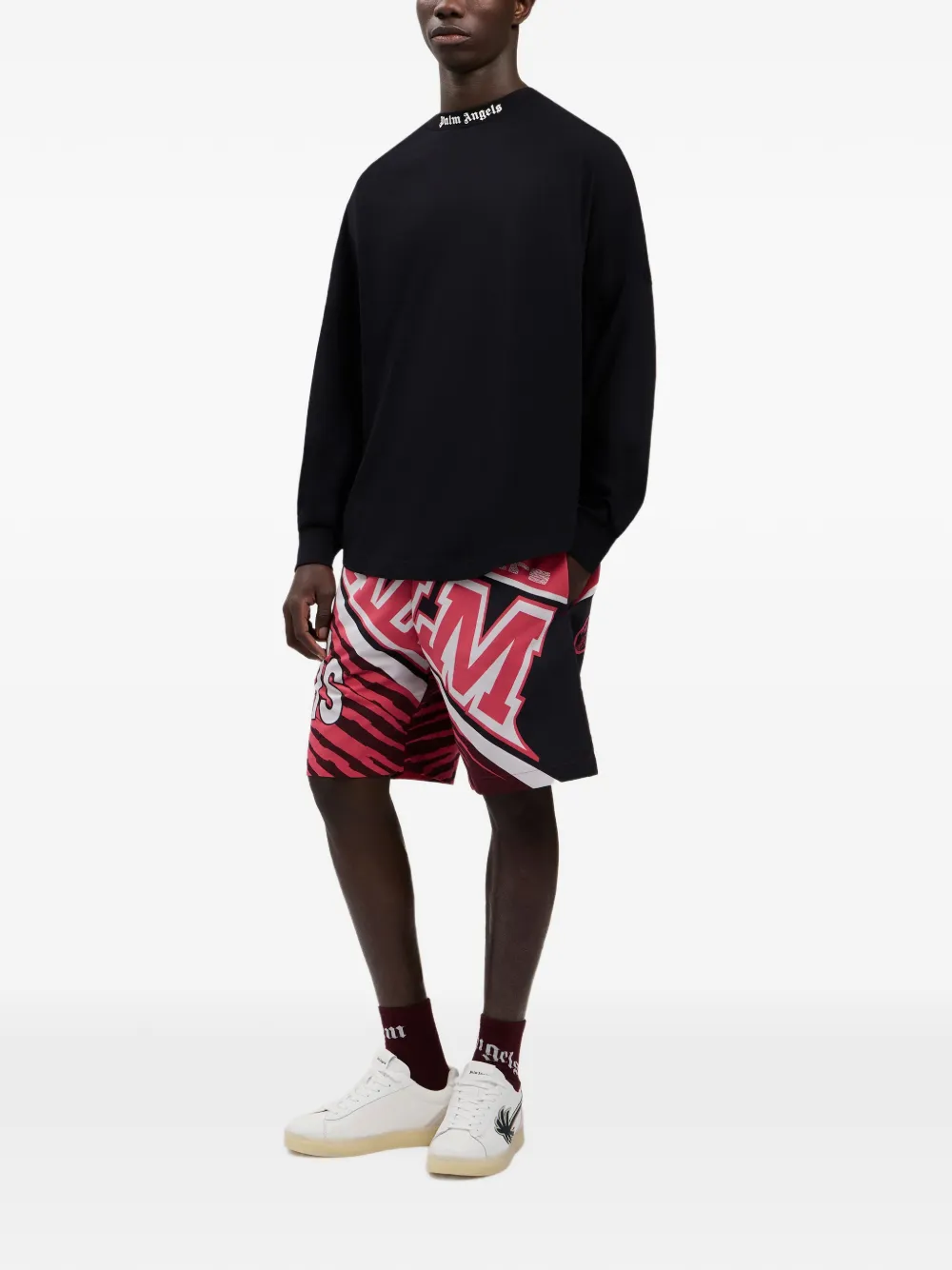 Palm Angels T-shirt met logo Zwart