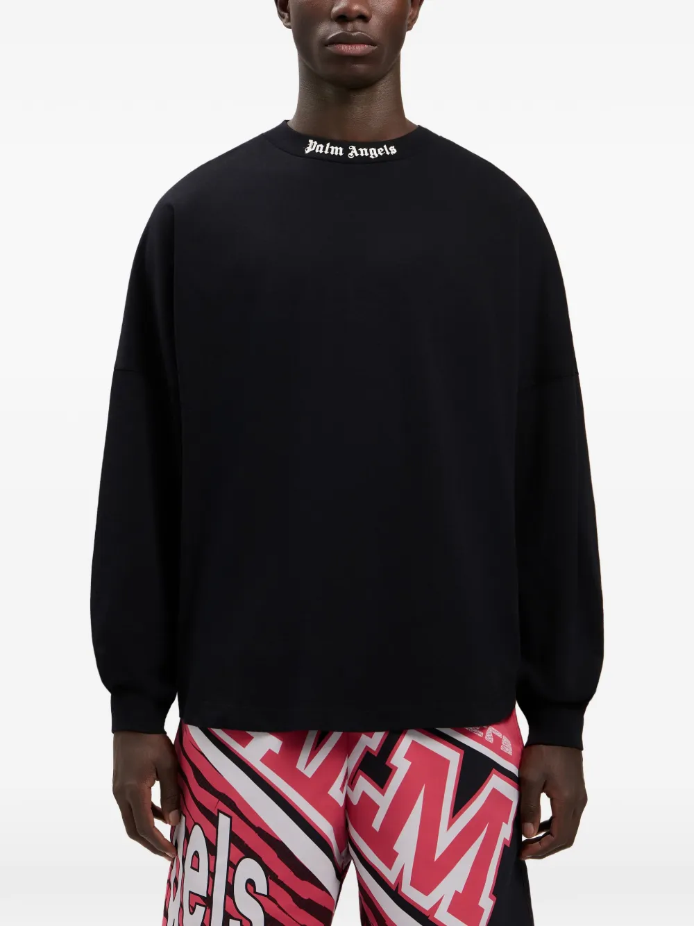 Palm Angels T-shirt met logo Zwart