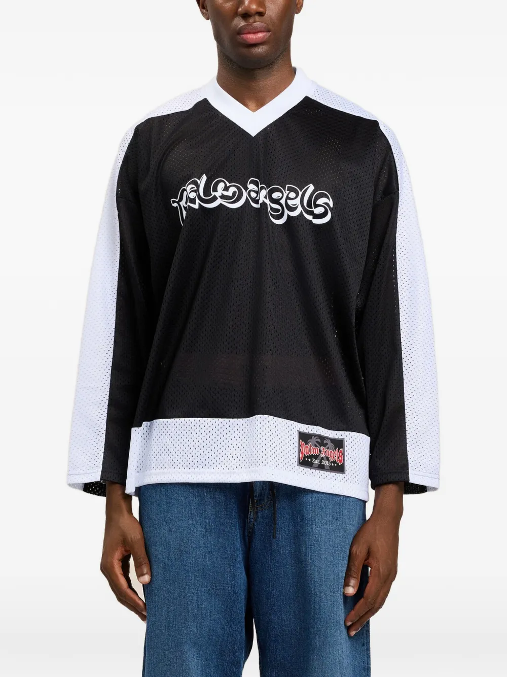 Palm Angels Mesg T-shirt met lange mouwen en logo Zwart