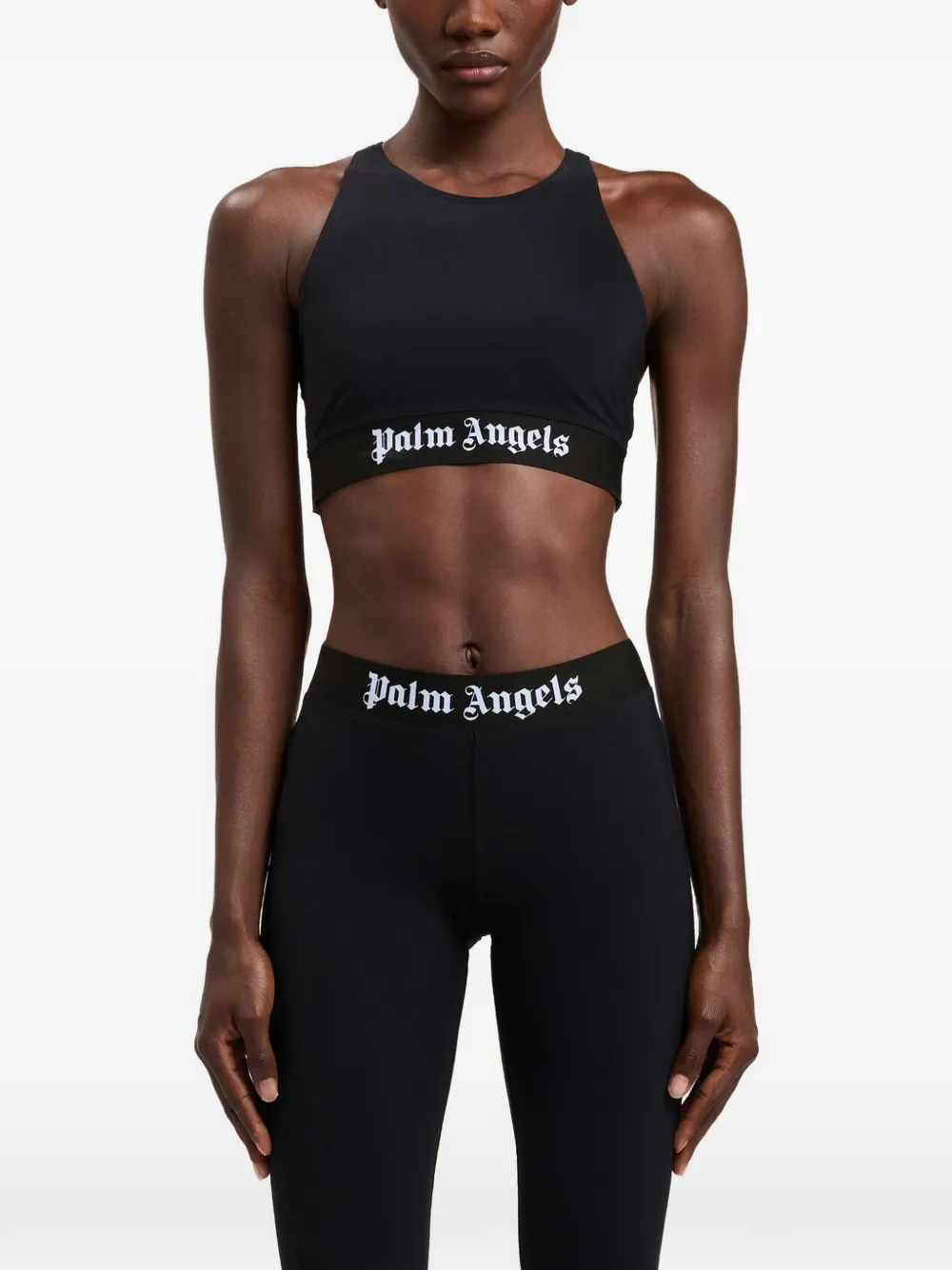 Palm Angels Top met racerback en logoband Zwart