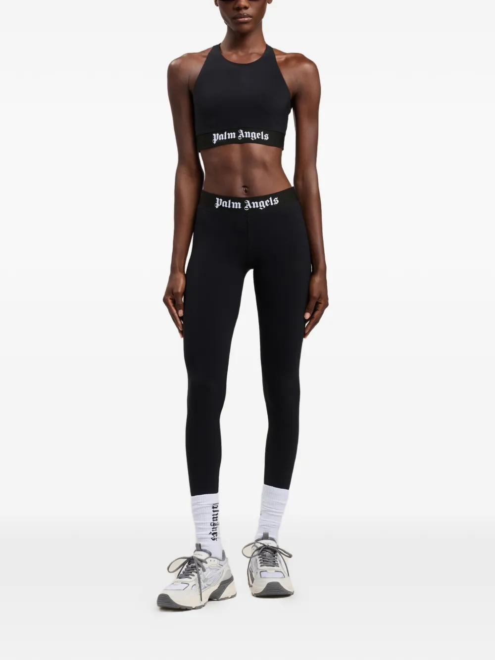 Palm Angels Top met racerback en logoband Zwart