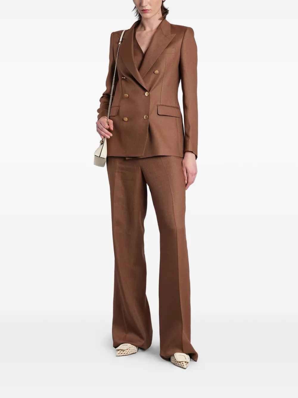 Tagliatore T-parigi10bad double-breasted peaked-lapel suit - Braun
