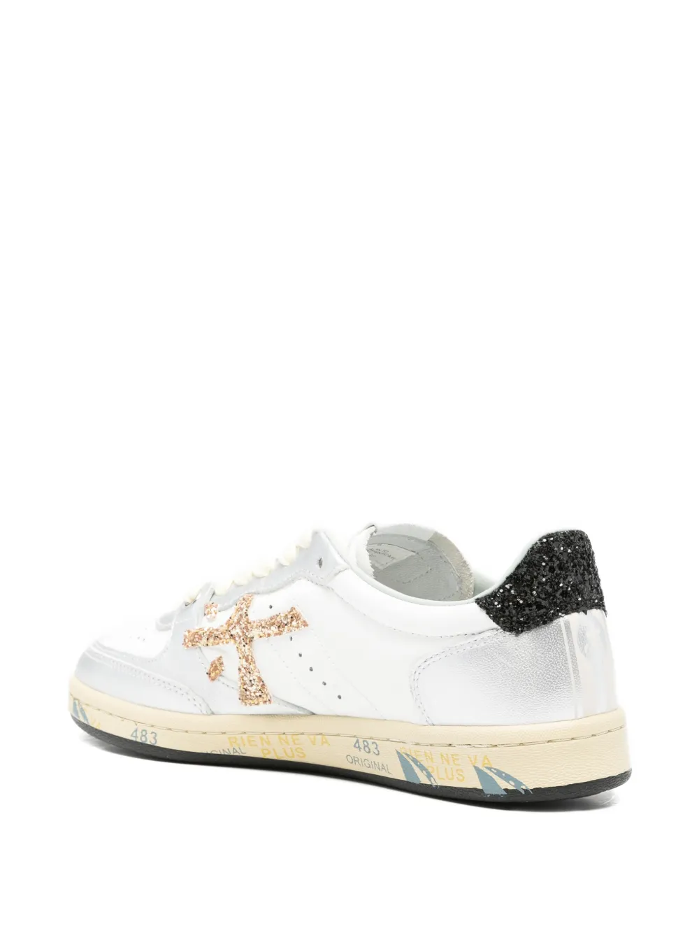 Premiata glitter-detail appliqué sneakers Wit