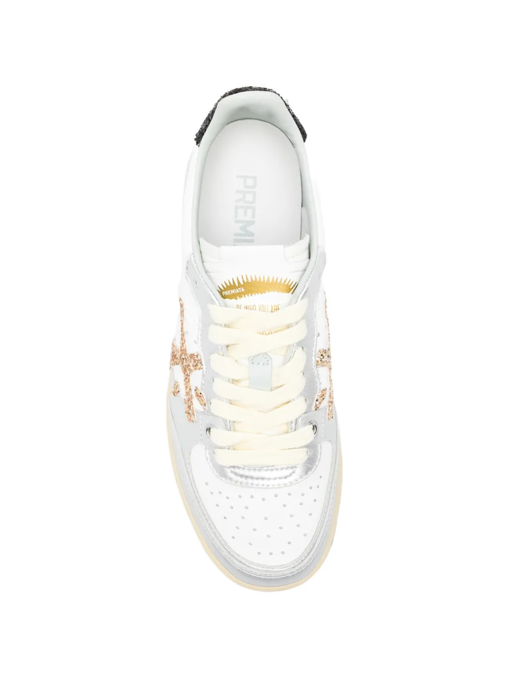 Premiata glitter-detail appliqué sneakers Wit