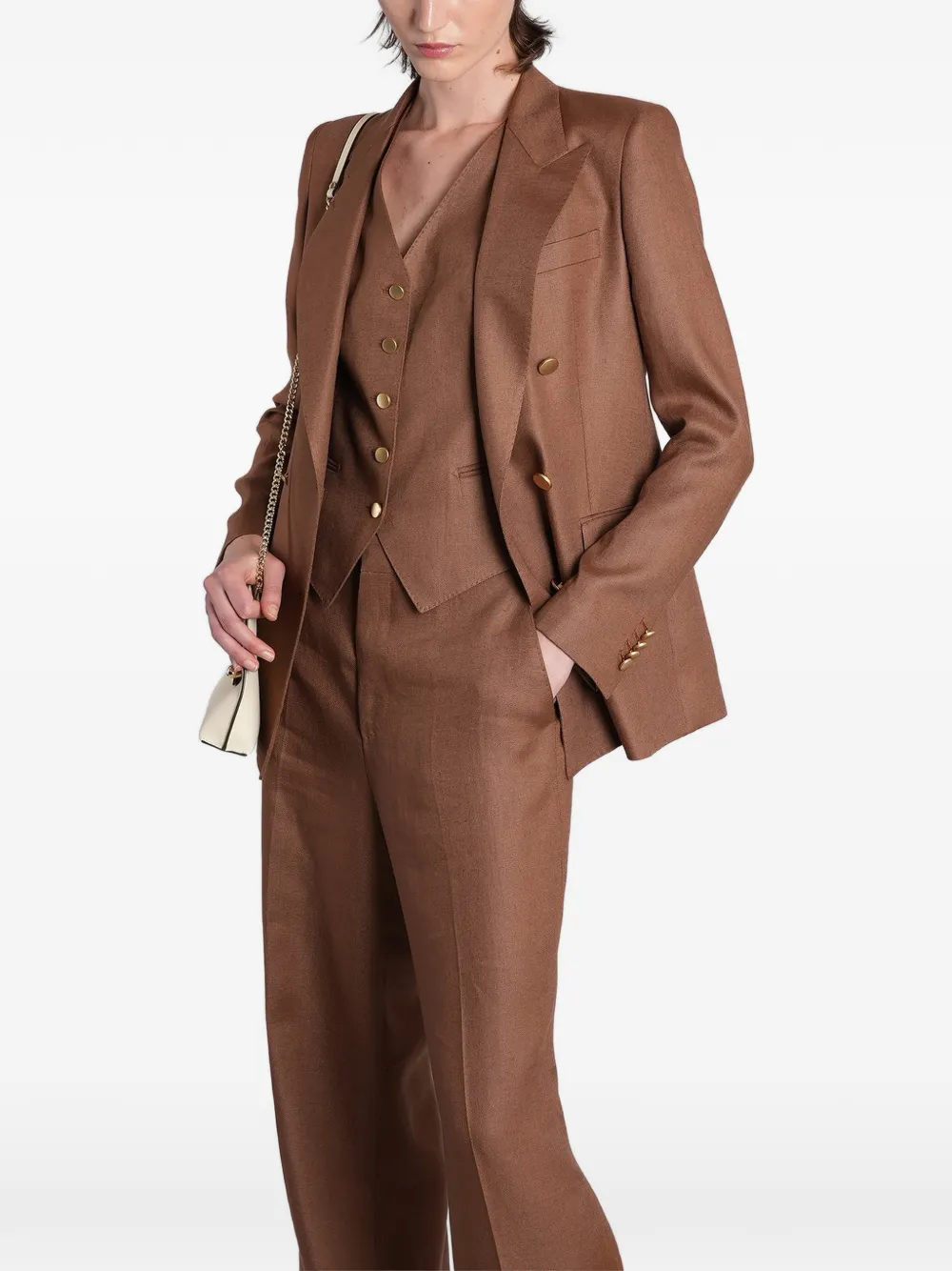 Tagliatore Gail button-down gilet met V-hals Bruin