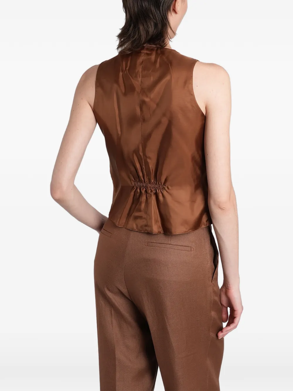 Tagliatore Gail button-down gilet met V-hals Bruin