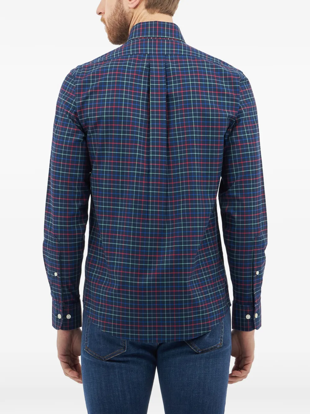 Brooks Brothers Geruit overhemd met knoopsluiting Blauw