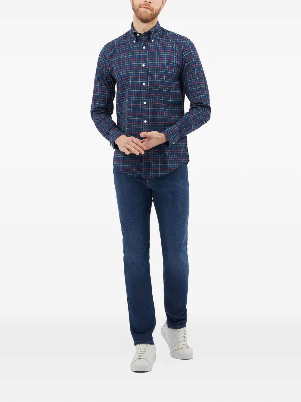 Brooks Brothers Geruit overhemd met knoopsluiting Blauw
