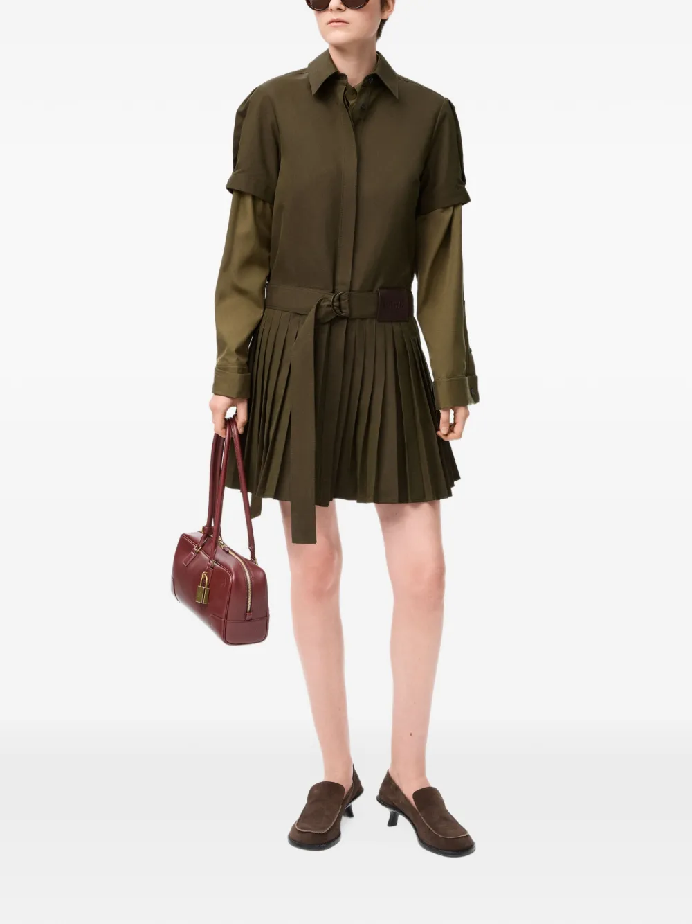 LOEWE Geplooide mini-jurk met ceintuur Groen