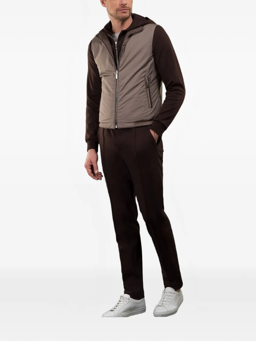 Moorer Fioresi-Wk omkeerbaar gilet met ritssluiting Beige
